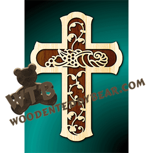 Cornucopia Cross | Fretwork Scroll Saw Pattern | Wooden Teddy Bear