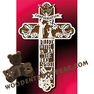 Confirmation Cross - Girl | Fretwork Scroll Saw Pattern | Wooden Teddy Bear