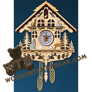 Woodland Wall Clock | Fretwork Scroll Saw Pattern | Wooden Teddy Bear