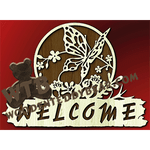 Welcome Slab with Butterfly | Fretwork Scroll Saw Pattern | Wooden Teddy Bear