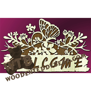 Welcome Slab with Butterfly #2 | Fretwork Scroll Saw Pattern | Wooden Teddy Bear