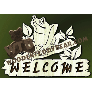 Welcome Slab with Frog | Fretwork Scroll Saw Pattern | Wooden Teddy Bear