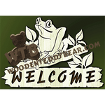 Welcome Slab with Frog | Fretwork Scroll Saw Pattern | Wooden Teddy Bear