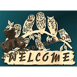 Welcome Slab with Owls | Fretwork Scroll Saw Pattern | Wooden Teddy Bear