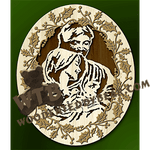 Holly Framed Holy Family | Fretwork Scroll Saw Pattern | Wooden Teddy Bear