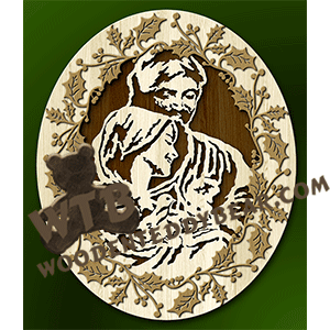 Holly Framed Holy Family | Fretwork Scroll Saw Pattern | Wooden Teddy Bear