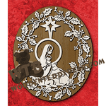 Holly Framed Mary & Jesus | Fretwork Scroll Saw Pattern | Wooden Teddy Bear