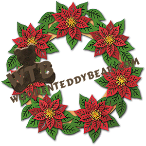 Poinsettia Wreath | Fretwork Scroll Saw Pattern | Wooden Teddy Bear