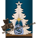 Tree with Nativity Inlay | Fretwork Scroll Saw Pattern | Wooden Teddy Bear