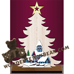 Tree with Village Inlay