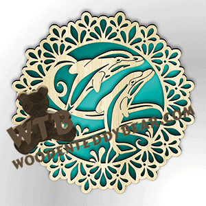 Dolphins Plaque or Trivet | Fretwork Scroll Saw Pattern | Wooden Teddy Bear