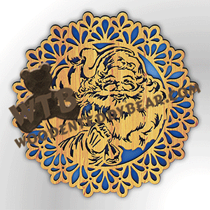 Santa Plaque or Trivet | Fretwork Scroll Saw Pattern | Wooden Teddy Bear