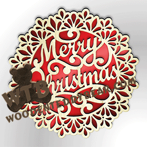 Merry Christmas Plaque or Trivet | Fretwork Scroll Saw Pattern | Wooden Teddy Bear