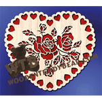 Large Heart Rose Plaque | Fretwork Scroll Saw Pattern | Wooden Teddy Bear