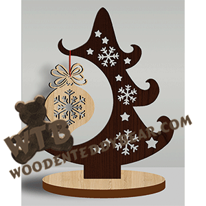 Ornament Tree 17 | Fretwork Scroll Saw Pattern | Wooden Teddy Bear