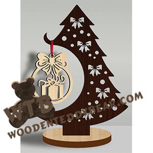 Ornament Tree 20 | Fretwork Scroll Saw Pattern | Wooden Teddy Bear