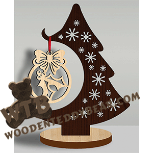 Ornament Tree 21 | Fretwork Scroll Saw Pattern | Wooden Teddy Bear