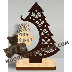 Ornament Tree 24 | Fretwork Scroll Saw Pattern | Wooden Teddy Bear