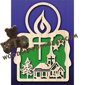 Church Candle | Fretwork Scroll Saw Pattern | Wooden Teddy Bear