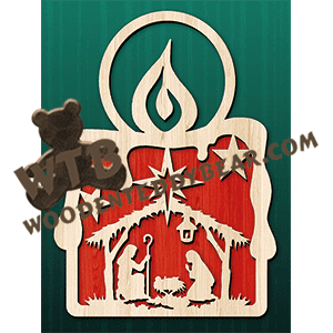 Nativity Candle | Fretwork Scroll Saw Pattern | Wooden Teddy Bear