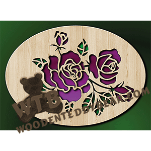 Rose Plaque #3 | Fretwork Scroll Saw Pattern | Wooden Teddy Bear