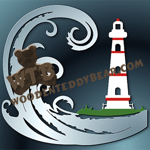 Lighthouse & Waves | Fretwork Scroll Saw Pattern | Wooden Teddy Bear