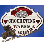 Crocheting Warms My Heart | Fretwork Scroll Saw Pattern | Wooden Teddy Bear