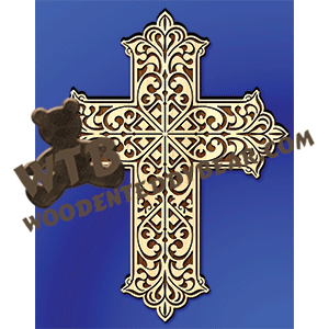 Decorative Cross #2 | Fretwork Scroll Saw Pattern | Wooden Teddy Bear
