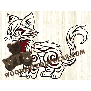 Fierce Tribal Kitten | Fretwork Scroll Saw Pattern | Wooden Teddy Bear