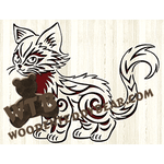 Fierce Tribal Kitten | Fretwork Scroll Saw Pattern | Wooden Teddy Bear