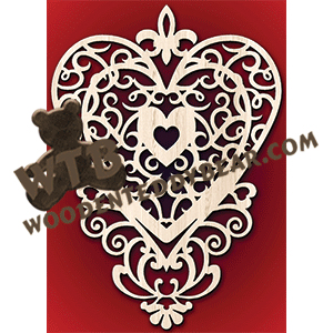 Filigree Heart | Fretwork Scroll Saw Pattern | Wooden Teddy Bear