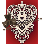 Filigree Heart | Fretwork Scroll Saw Pattern | Wooden Teddy Bear