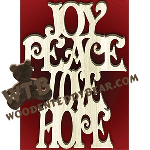 Joy Peace Hope Cross | Fretwork Scroll Saw Pattern | Wooden Teddy Bear