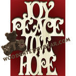 Joy Peace Hope Cross | Fretwork Scroll Saw Pattern | Wooden Teddy Bear