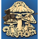 Mushrooms | Fretwork Scroll Saw Pattern | Wooden Teddy Bear