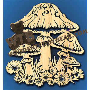 Mushrooms | Fretwork Scroll Saw Pattern | Wooden Teddy Bear