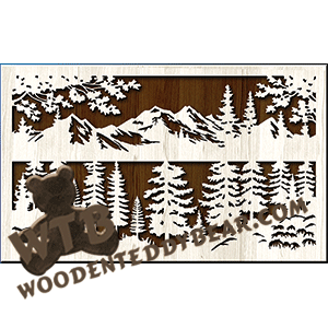 Nature Scene #3 | Fretwork Scroll Saw Pattern | Wooden Teddy Bear