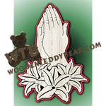 Praying Hands & Lilies | Fretwork Scroll Saw Pattern | Wooden Teddy Bear