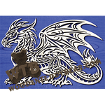 Tribal Dragon #2 | Fretwork Scroll Saw Pattern | Wooden Teddy Bear