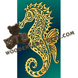 Tribal Seahorse #2 | Fretwork Scroll Saw Pattern | Wooden Teddy Bear