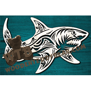 Tribal Shark | Fretwork Scroll Saw Pattern | Wooden Teddy Bear