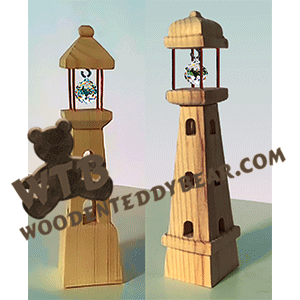 Two Compound Cut Roofed Lighthouses | Fretwork Scroll Saw Pattern | Wooden Teddy Bear