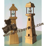 Two Compound Cut Roofed Lighthouses | Fretwork Scroll Saw Pattern | Wooden Teddy Bear