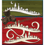 Chrfistmas Village Plaques | Fretwork Scroll Saw Pattern | Wooden Teddy Bear