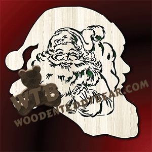 Santa Silhouette #1 | Fretwork Scroll Saw Pattern | Wooden Teddy Bear