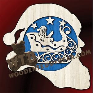 Santa Silhouette #2 | Fretwork Scroll Saw Pattern | Wooden Teddy Bear