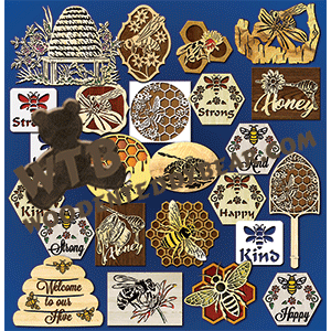 Bee & Honey Collection | Fretwork Scroll Saw Pattern | Wooden Teddy Bear