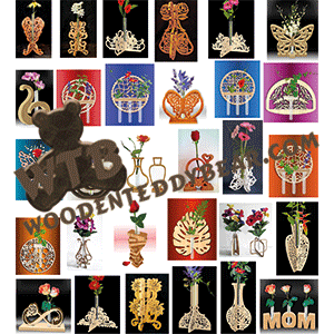 Bud Vase Holder Collection | Fretwork Scroll Saw Pattern | Wooden Teddy Bear