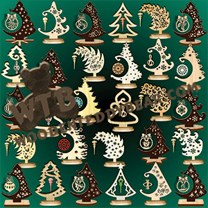Ornament Tree Collection | Fretwork Scroll Saw Pattern | Wooden Teddy Bear
