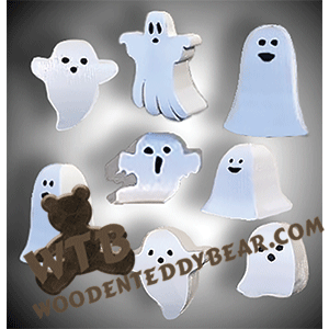 Six Compound Cut Ghosts | Fretwork Scroll Saw Pattern | Wooden Teddy Bear